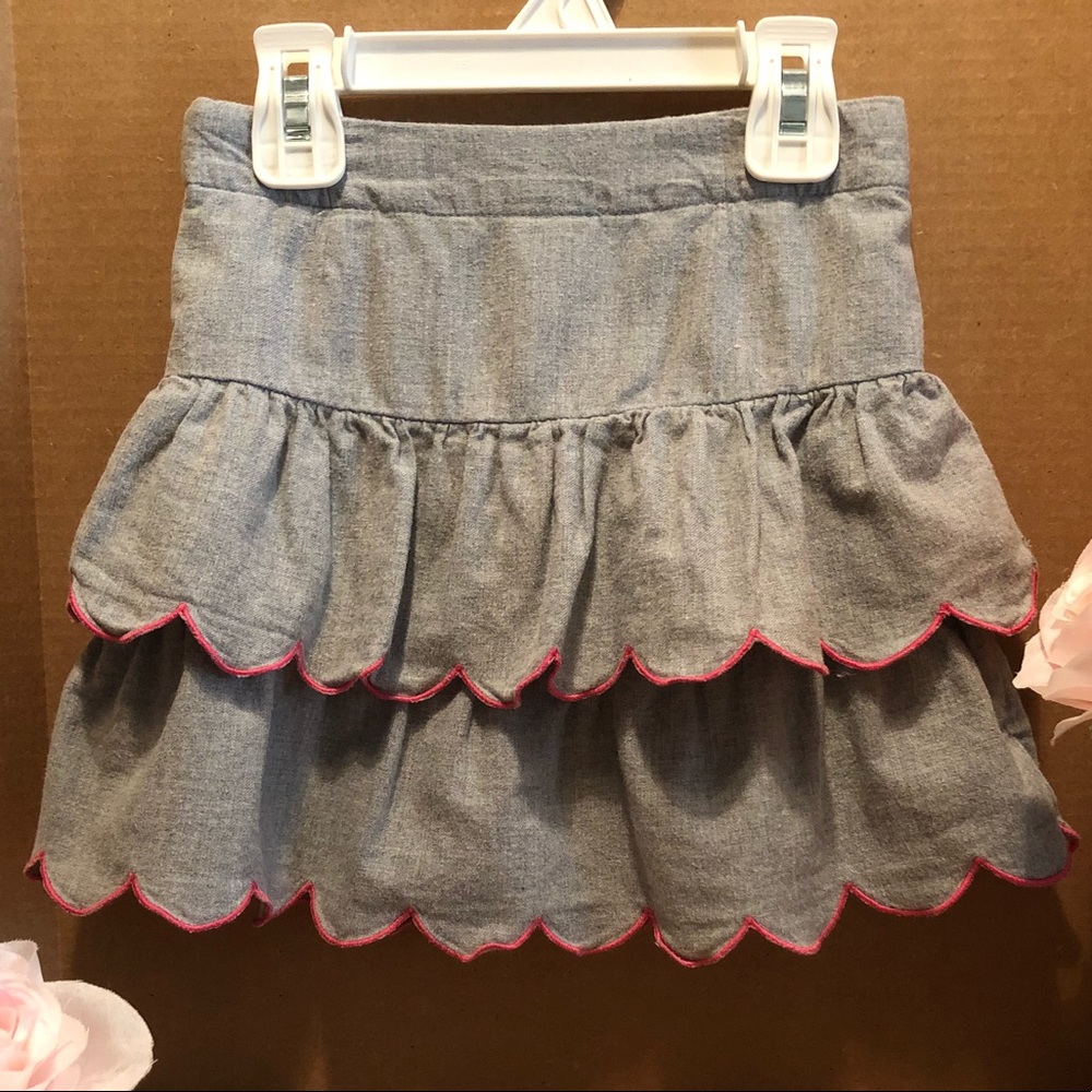 Janie and Jack Bow Tiered Skirt 2T Gray/Pink